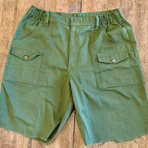 Men's Vintage Boy Scouts Military Green Cargo Shorts, 36
